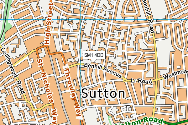 SM1 4DD map - OS VectorMap District (Ordnance Survey)