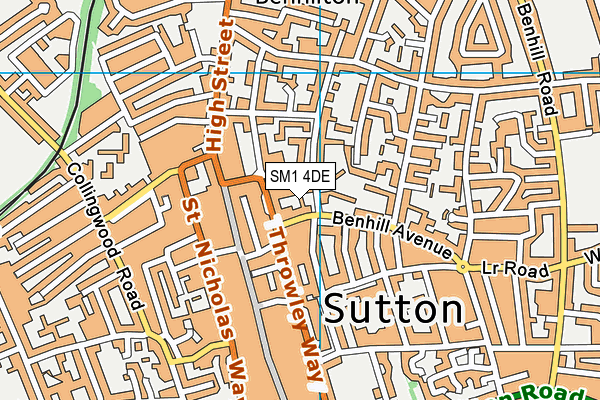 SM1 4DE map - OS VectorMap District (Ordnance Survey)