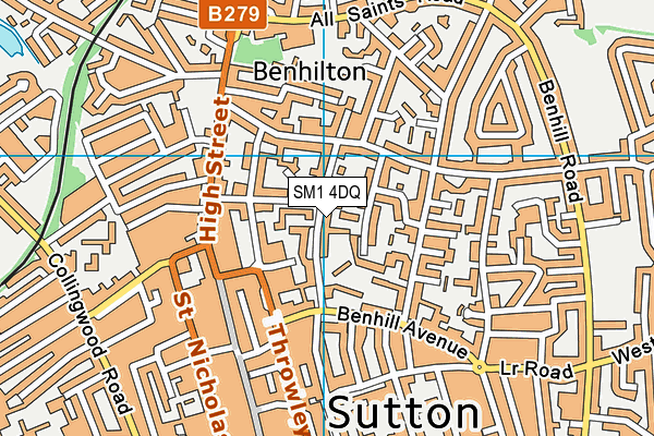 SM1 4DQ map - OS VectorMap District (Ordnance Survey)
