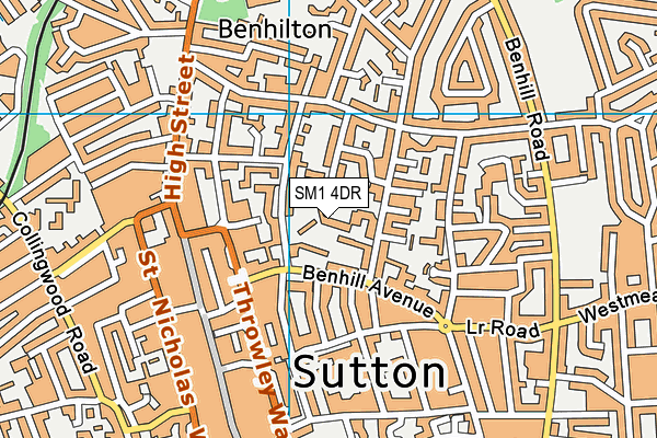 SM1 4DR map - OS VectorMap District (Ordnance Survey)