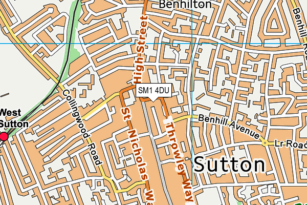 SM1 4DU map - OS VectorMap District (Ordnance Survey)