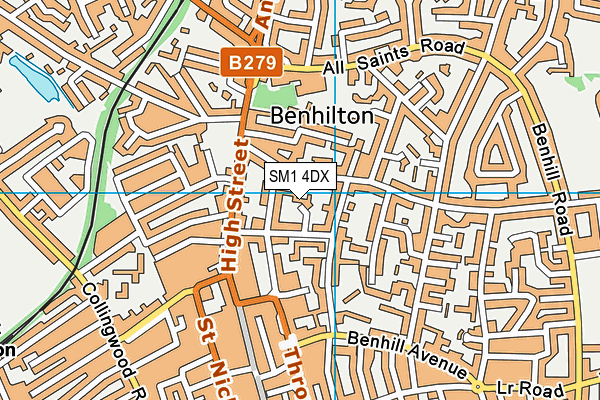 SM1 4DX map - OS VectorMap District (Ordnance Survey)