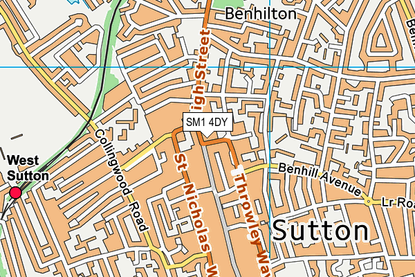 SM1 4DY map - OS VectorMap District (Ordnance Survey)