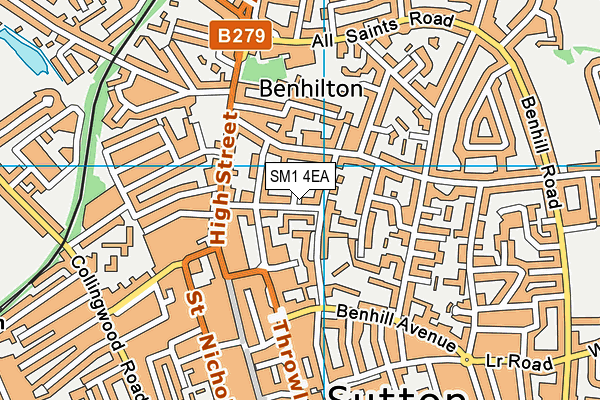 SM1 4EA map - OS VectorMap District (Ordnance Survey)