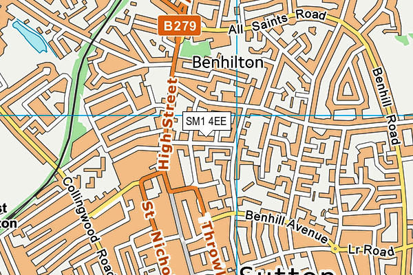 SM1 4EE map - OS VectorMap District (Ordnance Survey)