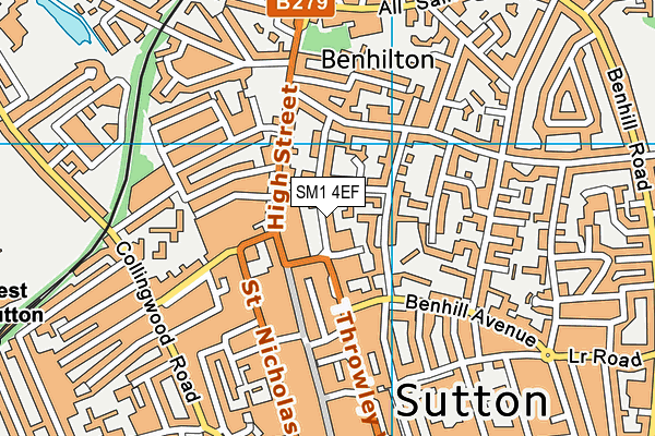 SM1 4EF map - OS VectorMap District (Ordnance Survey)