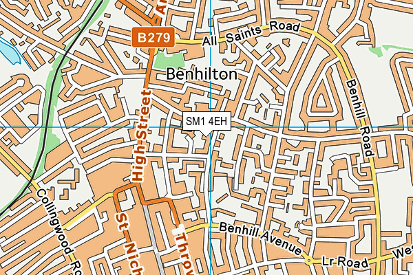 SM1 4EH map - OS VectorMap District (Ordnance Survey)