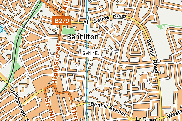 SM1 4EJ map - OS VectorMap District (Ordnance Survey)