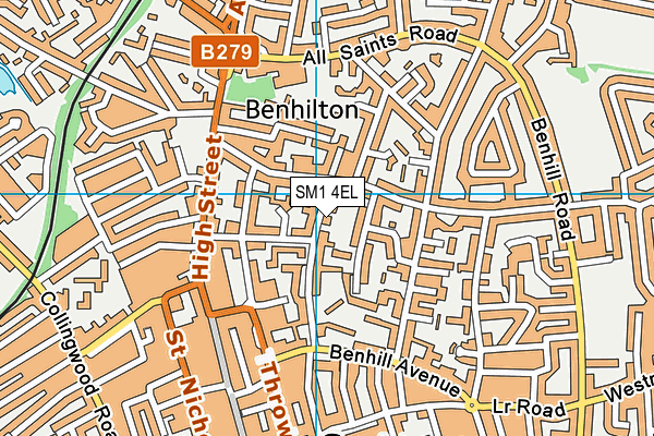 SM1 4EL map - OS VectorMap District (Ordnance Survey)