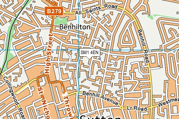 SM1 4EN map - OS VectorMap District (Ordnance Survey)