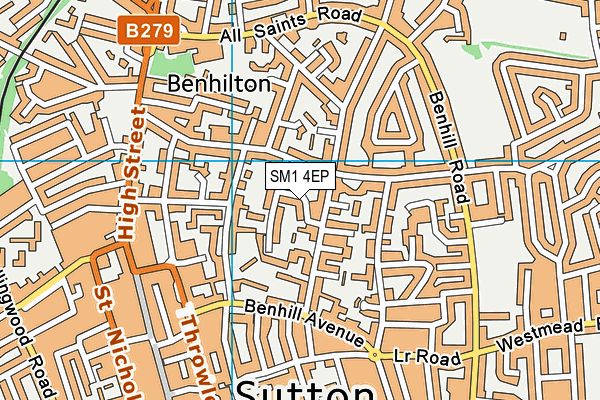 SM1 4EP map - OS VectorMap District (Ordnance Survey)