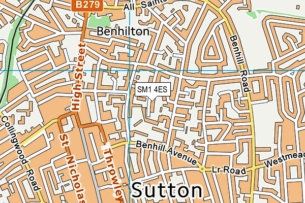 SM1 4ES map - OS VectorMap District (Ordnance Survey)