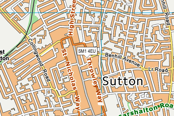 SM1 4EU map - OS VectorMap District (Ordnance Survey)