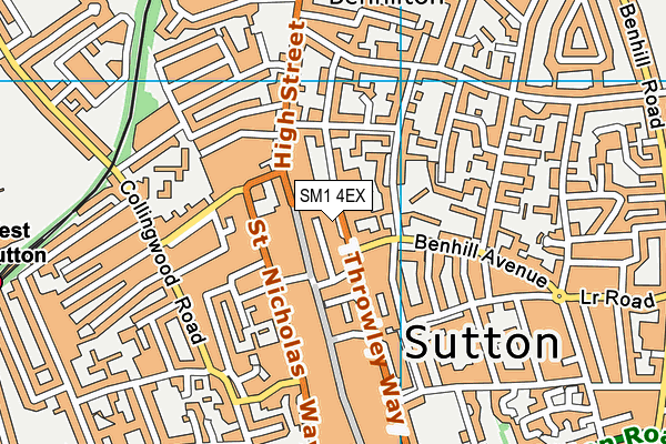 SM1 4EX map - OS VectorMap District (Ordnance Survey)
