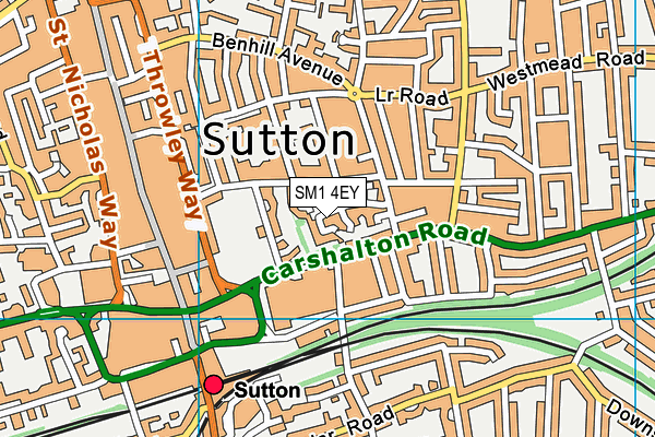 SM1 4EY map - OS VectorMap District (Ordnance Survey)