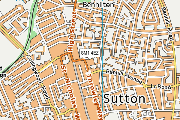SM1 4EZ map - OS VectorMap District (Ordnance Survey)