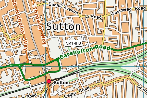 SM1 4HB map - OS VectorMap District (Ordnance Survey)