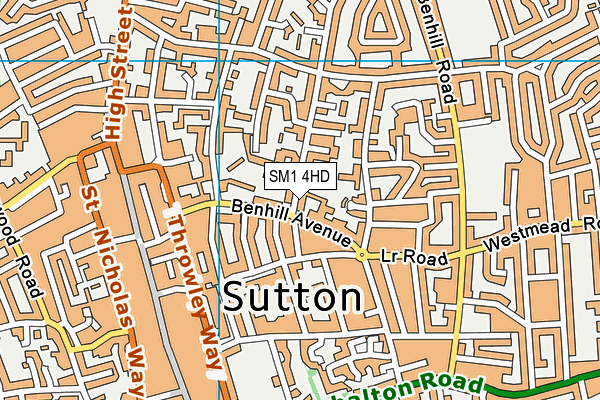 SM1 4HD map - OS VectorMap District (Ordnance Survey)