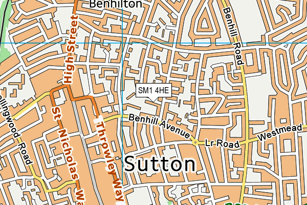 SM1 4HE map - OS VectorMap District (Ordnance Survey)
