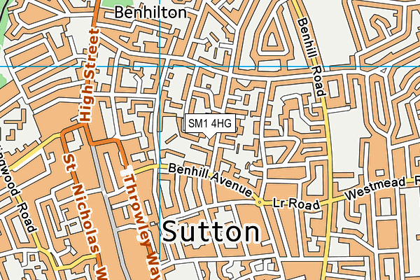 SM1 4HG map - OS VectorMap District (Ordnance Survey)