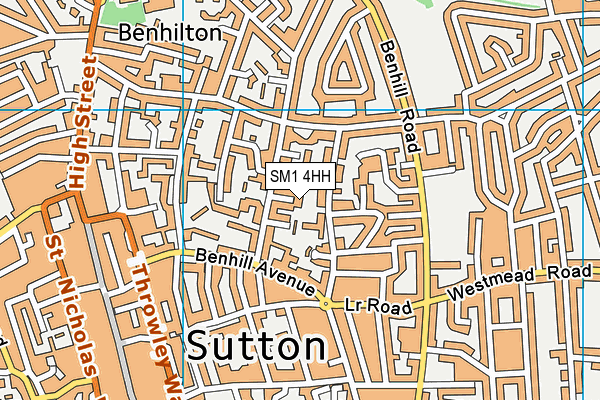 SM1 4HH map - OS VectorMap District (Ordnance Survey)