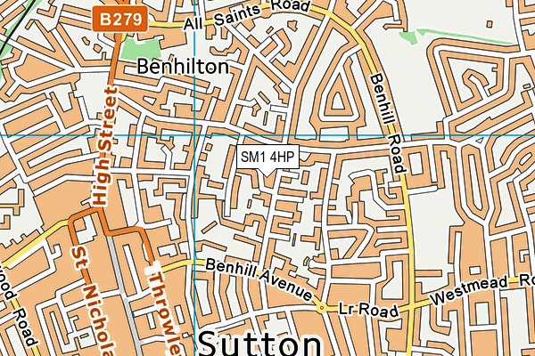 SM1 4HP map - OS VectorMap District (Ordnance Survey)