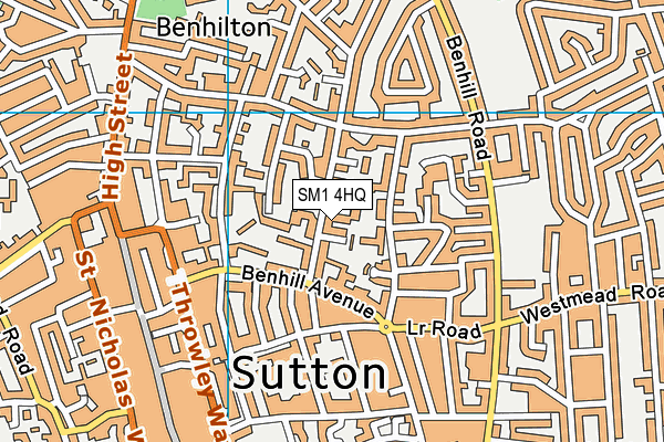 SM1 4HQ map - OS VectorMap District (Ordnance Survey)