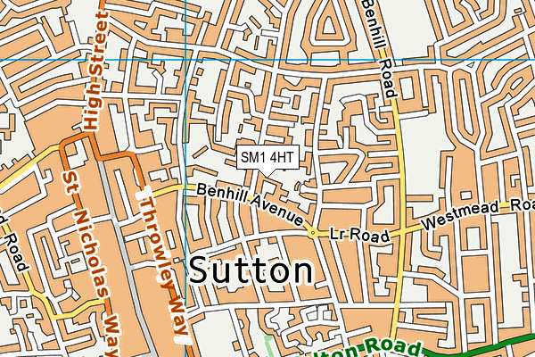 SM1 4HT map - OS VectorMap District (Ordnance Survey)