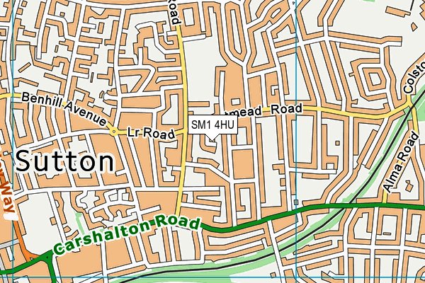 SM1 4HU map - OS VectorMap District (Ordnance Survey)