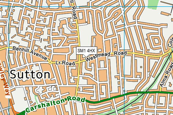 SM1 4HX map - OS VectorMap District (Ordnance Survey)