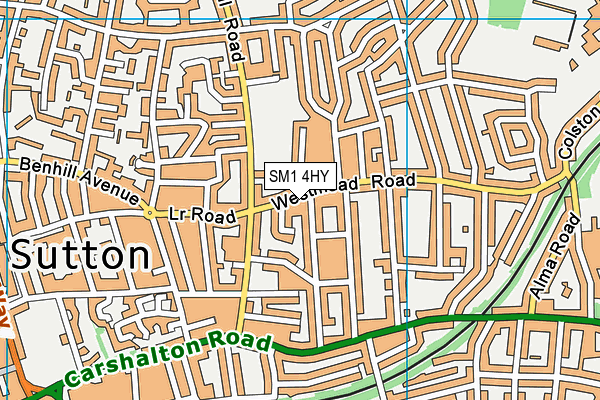 SM1 4HY map - OS VectorMap District (Ordnance Survey)