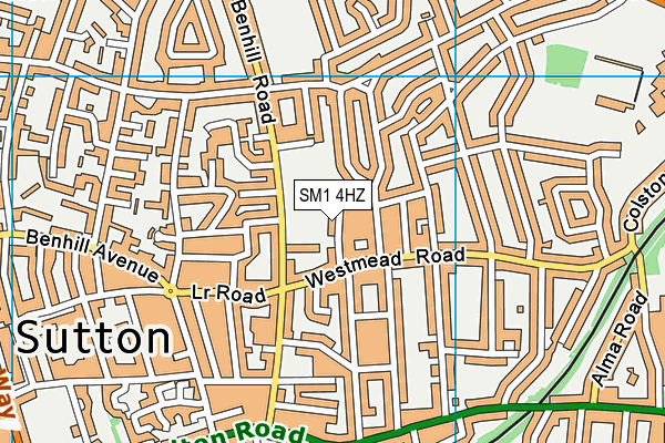 SM1 4HZ map - OS VectorMap District (Ordnance Survey)