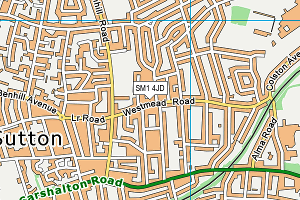 SM1 4JD map - OS VectorMap District (Ordnance Survey)