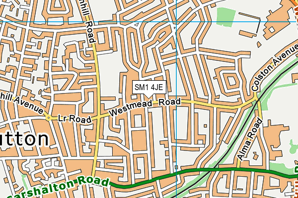 SM1 4JE map - OS VectorMap District (Ordnance Survey)