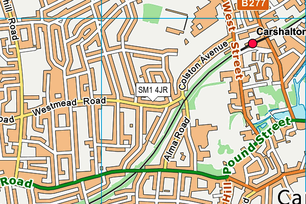 SM1 4JR map - OS VectorMap District (Ordnance Survey)