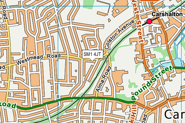 SM1 4JT map - OS VectorMap District (Ordnance Survey)