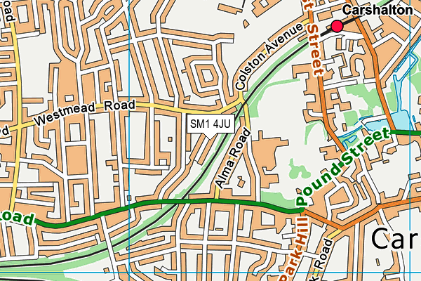 SM1 4JU map - OS VectorMap District (Ordnance Survey)