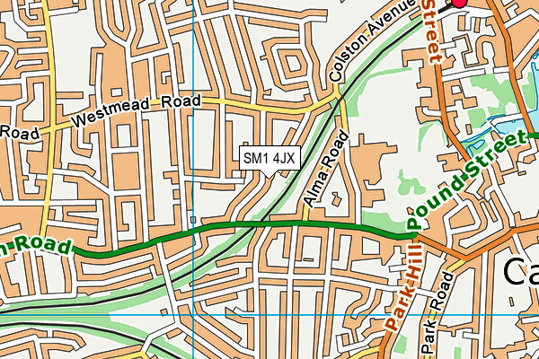 SM1 4JX map - OS VectorMap District (Ordnance Survey)