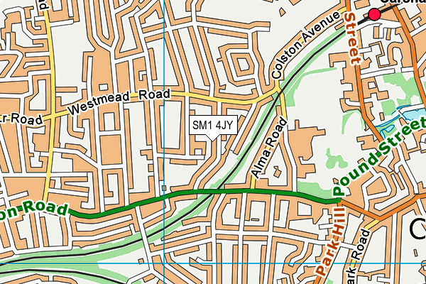 SM1 4JY map - OS VectorMap District (Ordnance Survey)