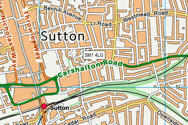 SM1 4LG map - OS VectorMap District (Ordnance Survey)