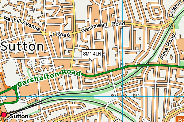 SM1 4LN map - OS VectorMap District (Ordnance Survey)