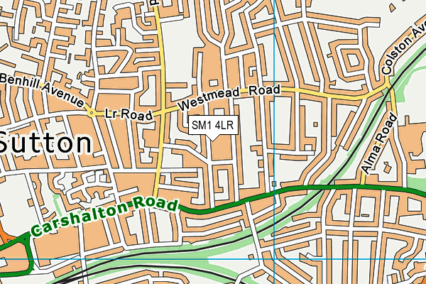 SM1 4LR map - OS VectorMap District (Ordnance Survey)