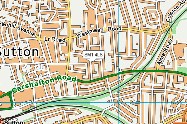 SM1 4LS map - OS VectorMap District (Ordnance Survey)