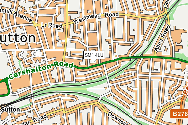 SM1 4LU map - OS VectorMap District (Ordnance Survey)