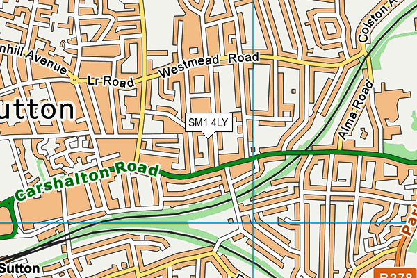 SM1 4LY map - OS VectorMap District (Ordnance Survey)