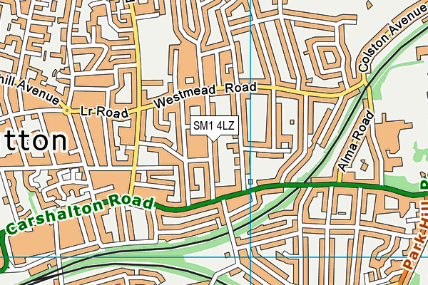 SM1 4LZ map - OS VectorMap District (Ordnance Survey)