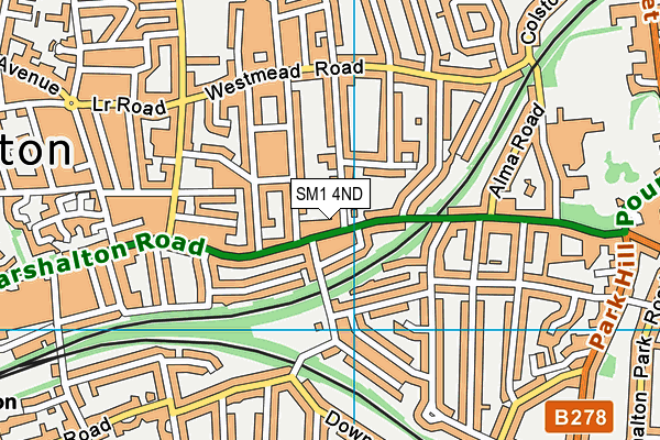 SM1 4ND map - OS VectorMap District (Ordnance Survey)