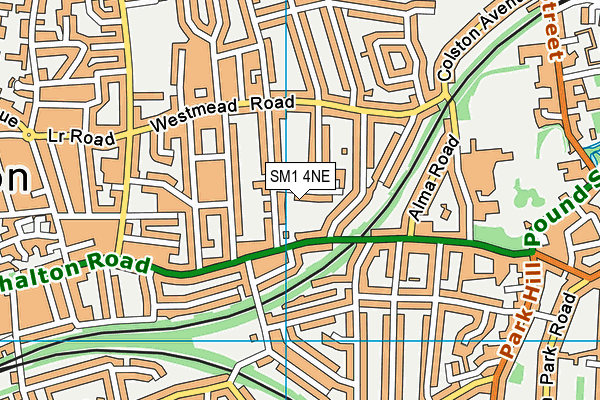 SM1 4NE map - OS VectorMap District (Ordnance Survey)