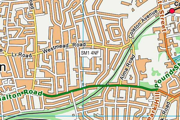 SM1 4NF map - OS VectorMap District (Ordnance Survey)