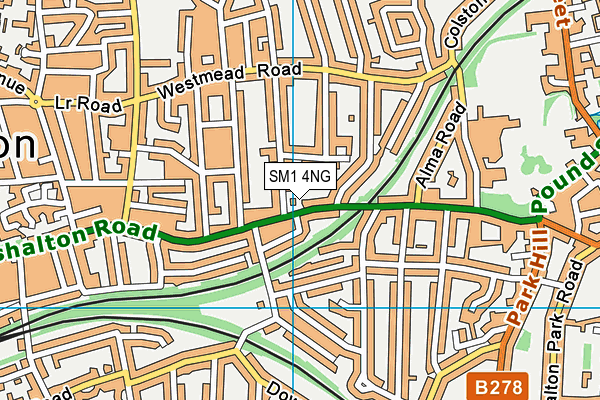 SM1 4NG map - OS VectorMap District (Ordnance Survey)